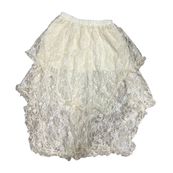 Cosplay alternative Renfair cream lace layered ruffle skirt 1/3 lining sz M - Picture 5 of 5